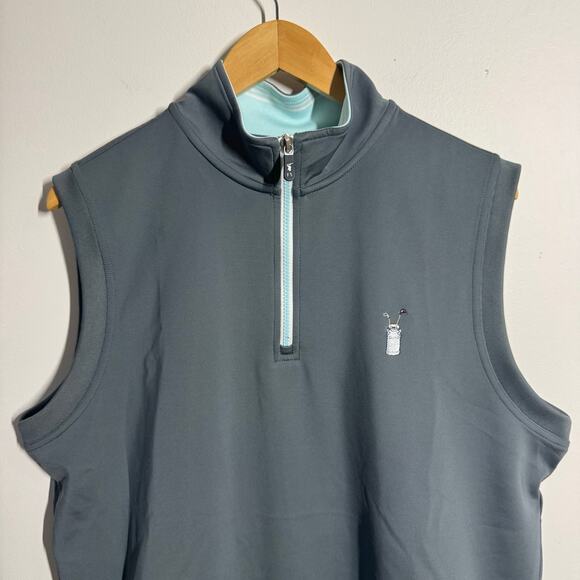Fairway & Greene Quarter Zip Vest Mens M Gray Pullover Golf Embroidery Activewea - Picture 3 of 9